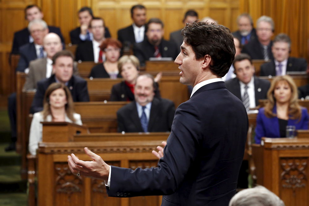 Justin Trudeau svarer på spørgsmål i House of Commons den 7. december. Scanpix/Chris Wattie